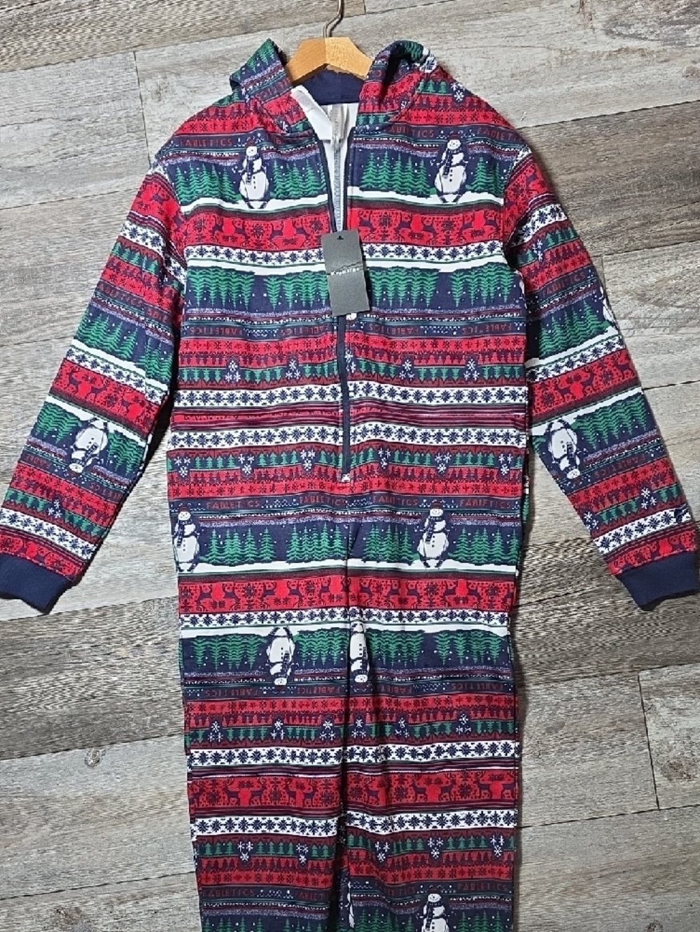 Fabletics Unisex Holiday The Go To Fleece Hooded AOP Lounge Set Sz Sm *NWT